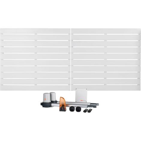 Portail battant électrique PVC blanc avec moteur Sentinel H 140 x L 250 LYON