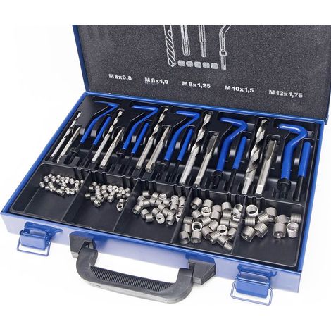 KIT COMPLETO DE REPARACION DE ROSCAS HELICOIL M5, M6, M8, M10, M12 131 PIEZAS