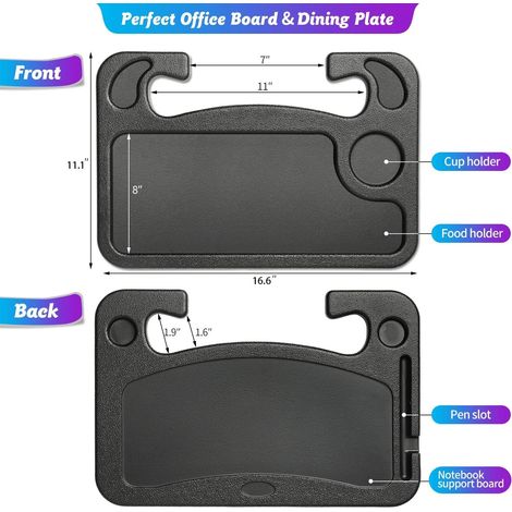 Tavolino per auto per conducente, tavolino per auto, tavolino per volante, tavolino per volante, supporto per laptop, si adatta al volante della maggior parte dei veicoli (1/4)