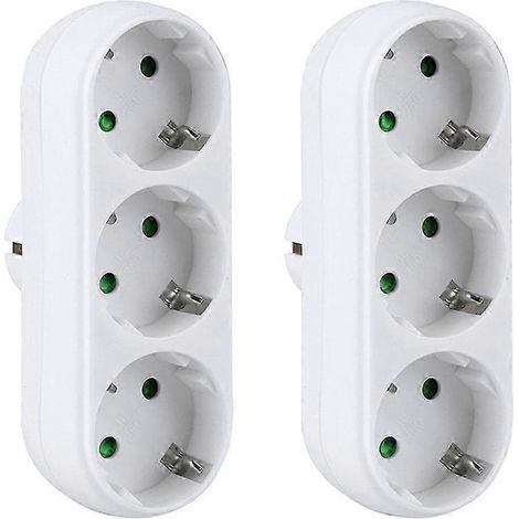Lot de 2 adaptateurs de prise 3 voies / répartiteurs électriques (16 A / 250 V) (1/4)