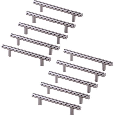 Poignée pour meuble diamètre Ø12mm, CC 224mm, acier, nickel satiné, Set de 10 pièces (1/5)