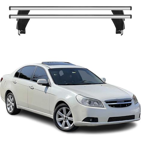 OMAC Dachträger Querträger Alu für Chevrolet Epica 2005-2011 – Abschließbar – T-Nut – City-Crash-getestet – Max. 50 kg Silber (1/5)