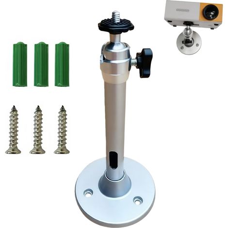 Deckenhalterung aus Aluminiumlegierung für Videoprojektoren, verstellbare und schwenkbare Wandhalterung für Mini-Projektoren, 90° bis 360° drehbar und neigbar, für Heimkino, Silber, 18 x 8,8 cm (1/5)