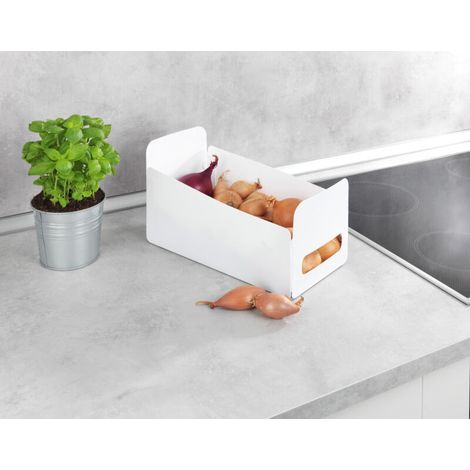 Organisateur 6 boîtes pliables blanches 15 x 18 x 30 cm en plastique boîte de rangement cuisine idéale pour fruits légumes et accessoires de cuisine organiseur de tiroir et placard pliable (1/5)