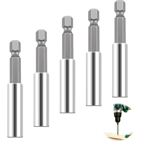 5 pièces Porte Embout Visseuse Aimanté 60mm, Porte Embout Magnetique Adaptés aux Perceuses à Main, Perceuses Sans Fil, Visseuses électriques, etc (1/5)