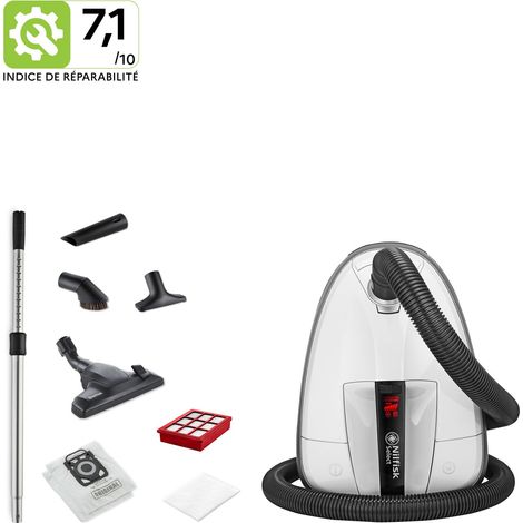Nilfisk – Aspirateur traineau avec sac – Filtration HEPA 14 pour allergènes – 3 accessoires inclus – Faible niveau sonore – Compact et facile à ranger