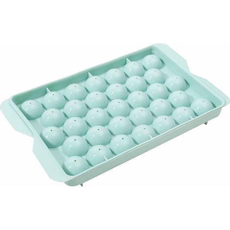 Bac à glaçons sphériques 33 alvéoles avec couvercle, moule en PP bleu compact et réutilisable pour congélateur (1/5)