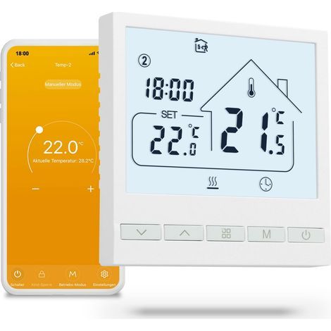 WLAN-Smart-Thermostat, programmierbar mit 6 Perioden, Alexa-Sprachsteuerung, für elektrische Fußbodenheizung (1/5)