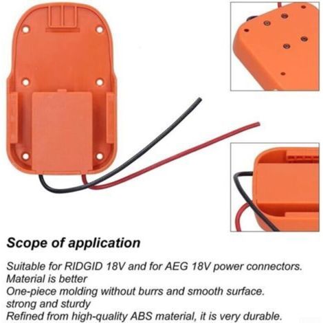 Connecteur d'alimentation, adaptateur de batterie pour RIDGID 18 V pour AEG 18 V, 12 AWG adaptateur de batterie avec trous de fixation