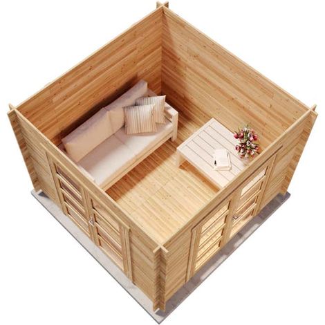 Alpholz Gartenhaus Paloma Beach Gartenhaus aus Holz , Holzhaus mit 28 mm Wandstärke, Blockbohlenhaus mit Montagematerial
