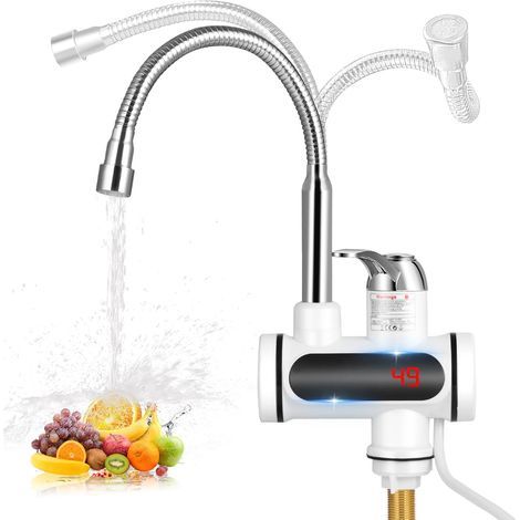 Robinet de Chauffage Rotatif Instantané 220 V 3000 W, Robinet éLectrique Avec Affichage LED, Robinet de Chauffe-Eau Instantané pour éVier de Cuisine, Salle de Bain (1/5)
