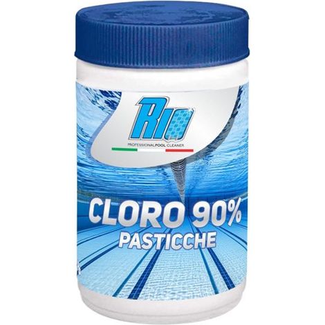 TRADE SHOP - Barattolo Cloro 90% Pasticche 200g Manutenzione Acqua Piscine 1kg Lento Scioglimento 655578a -