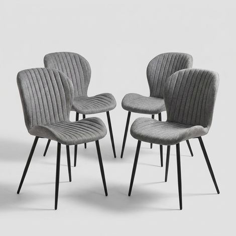 Set 4 sedie da pranzo in tessuto trapuntato e metallo Arles - Grigio (1/5)