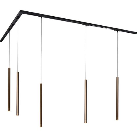 QAZQA Moderno Sistema de iluminación de riel moderno con 5 luces colgantes Bronce Oscuro 1-Fase - Iconic Frini Aluminio /Acero /Plástico Alargada Adecuado para LED Max. 5 x 5 Watt