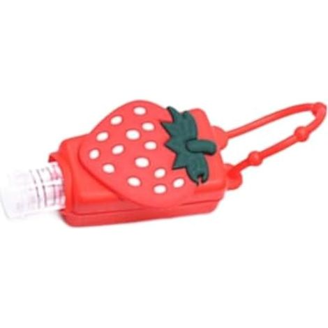 Bouteille de voyage vide en forme de fraise rouge - Désinfectant pour les mains - Avec couvercle en silicone rechargeable - Pour cosmétiques - Conteneurs de voyage rechargeables et portables (1/5)