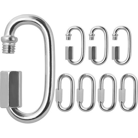 Moschettone a sgancio rapido con filettatura M6 in acciaio inox (confezione da 8) - 5,9 cm - Anello a D ovale - Moschettone (1/5)
