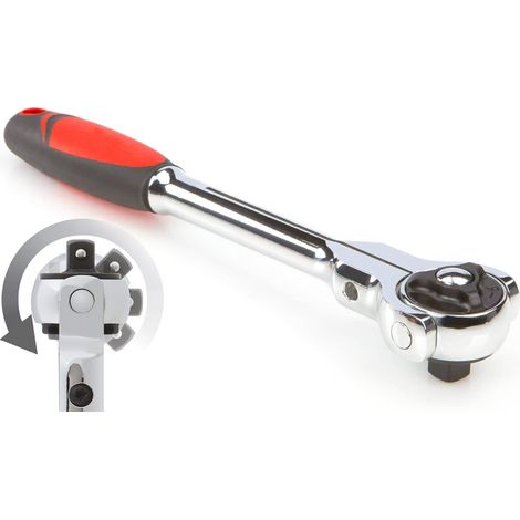 Llave de carraca 1/4" Cabeza Giratoria Reversible 250 Grados (1/5)