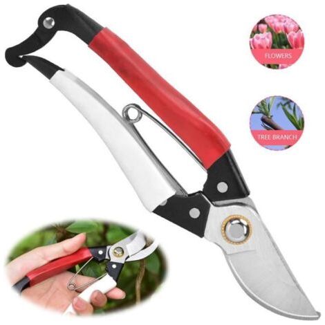 Gartenschere – Hochwertig – Kohlenstoffstahl – 21 cm – Weiß und Rot – Ergonomisches Design (1/5)
