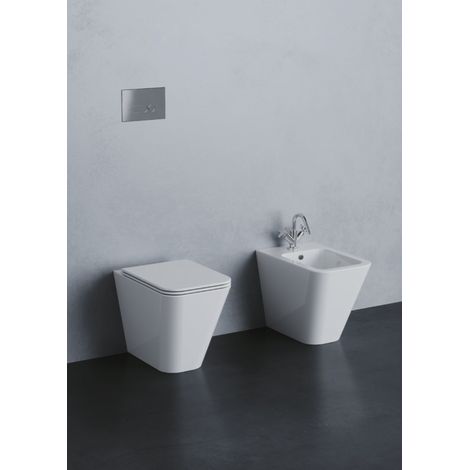 Paar bodenstehende Sanitärkeramik 36x55 cm aus glänzender weißer Keramik - Azzurra Ceramica Build - Con copri wc Standard