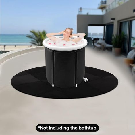 Schwarz Whirlpool Unterlage rund 196cm, Hot Tub Pad Fundament Bodenschutzmatte für Außenpools, Eva Foam Padding Anti-Rutsch Wasserdichtes Pool Unterlage für Schwimmbecken Whirlpool (1/5)