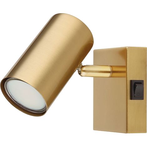 Wandleuchte Flurlampe Wandlampe Spot beweglich Schlafzimmerleuchte, Gold Metall, 1x GU10 Fassung, BxH 7x10 cm