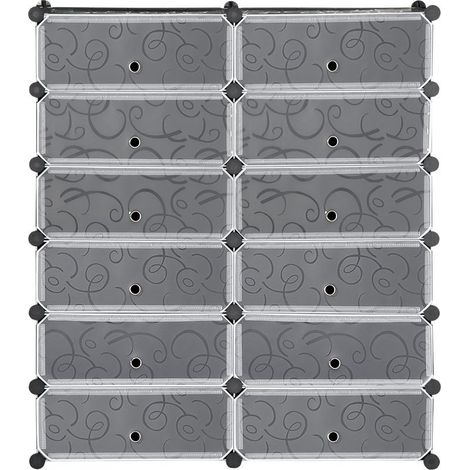 Armoire meuble à chaussures modulable 94L x 37l x 108H cm 12 cubes rectangulaires capacité 24 paires de chaussures (1/5)