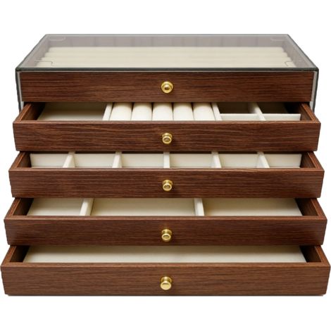 Boîte à bijoux de grande capacité, étui de rangement multifonctionnel pour bagues, boucles d'oreilles, bracelets et colliers, organisateur à 5 couches (1/5)