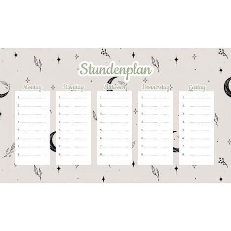 Plan de cours magnétique Ciel étoilé style bohème 30 x 17,5 cm
