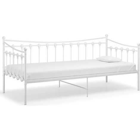 Cadre de canapé-lit en métal blanc (90x200 cm), matelas non inclus. (1/5)