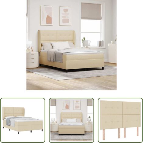 Matratze -  Boxspringbett mit Matratze Creme 140 x 190 cm Stoff (1/5)