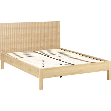 sweeek - Bett mit Lattenrost und Kopfteil 160x200cm Holzdekor