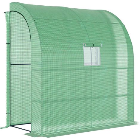 Foliengewächshaus Gewächshaus Treibhaus Mit 2 Türen Pflanzenaufzucht Uv-Schutz Stahl Pe Grün 200 X 100 X 215 Cm