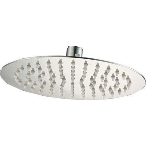 Pommeau de douche haute pression rond de 15 cm en acier inoxydable 201 pour une douche confortable avec une faible pression d'eau. Fixation murale ou au plafond (chromée). (1/4)