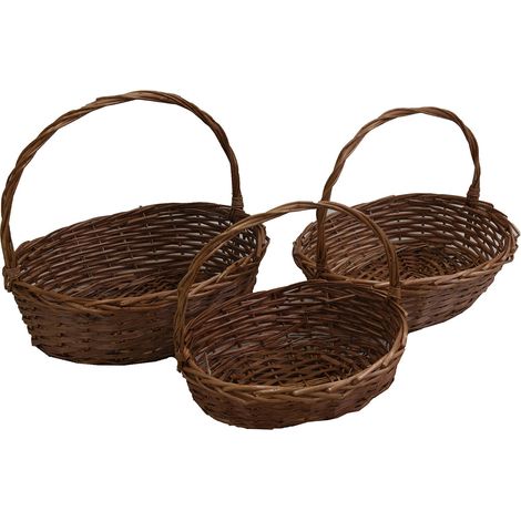 Set 3 Ceste in Vimini naturale ovale