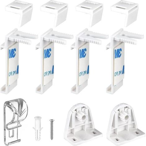 – Support de serrage pour store enrouleur sans perage – Fixation adhésive pour fenêtres PVC et bois – Lot de 10 supports – Installation facile (1/5)