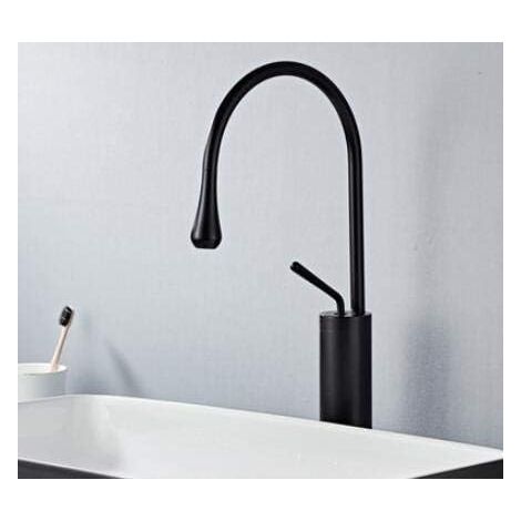 Robinet de cuisine monotrou, robinet chaud et froid, robinet mélangeur (noir haut) (1/3)