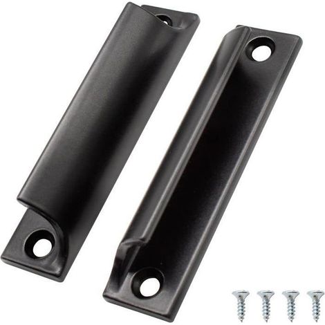 Poignée coulissante balcon aluminium noir brillante - lot de 2, résistante à la corrosion (1/4)