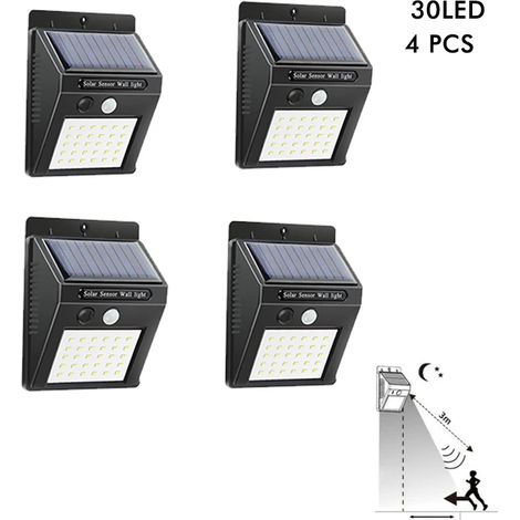 (30 LED, 4 pièces) NOUVELLE lampe solaire multifonctionnelle pour décoration extérieure, étanche IP65, projecteur à énergie solaire avec détecteur de mouvement (1/5)