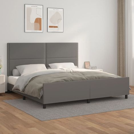 Cadre de lit sans matelas gris 200x200 cm similicuir vidaXL (1/5)