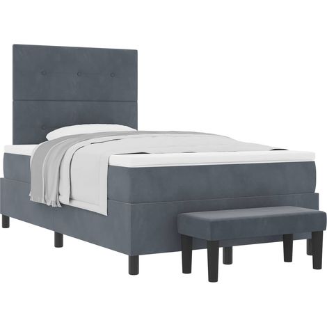 Box Spring Bed with Headboard Dark grey 200 x 120 cm Velvet vidaXL