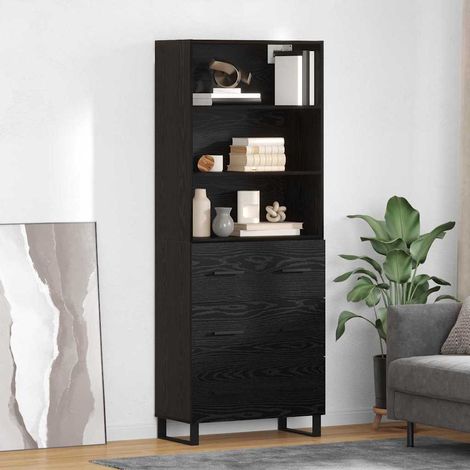 Highboard 2 pcs Schwarz Eichen-Optik Holzwerkstoff