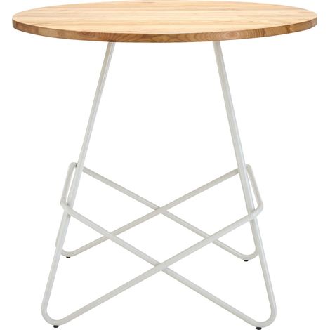 Interiors by Premier White Metal and Elm Wood Round Table, Versatile Coffee Table for Home and Office, Round Outdoor Dining Table (1/5)