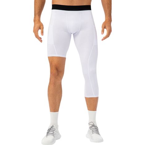 GARRYFIZH Legging Homme Basket, Poches Latérales, 1 Jambe, Fitness (1/5)