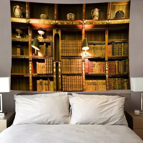 Tapestry Murale Etagere Vintage - 150 X 150 Cm - Pour Chambre Salon Residence Etudiante - Décoration Intérieure - 1 Pièce (1/5)