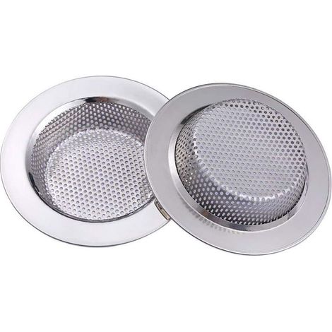 2 Pcs Filtre Évier Cuisine Acier Inoxydable Métal Lavabo 11.3cm / 4.45" Diamètre