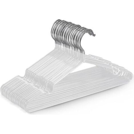 ALLIANDISLot de 20 cintres en métal blanc de haute qualité, recouverts de caoutchouc, mesurant 40 x 19,5 x 0,32 cm, peu encombrants et adaptés aux armoires.