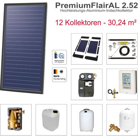 Solarbayer PremiumFlairAL Indach-Solarpaket 12 Bruttofläche 30,24 m² Solaranlage (1/5)