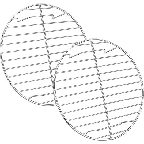 Lot de 2 Grilles de refroidissement, Acier inoxydable, 23 cm, Pieds surélevés, Cuisson vapeur, Four et lave-vaisselle (1/5)