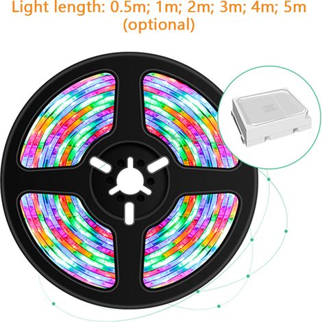 Bande LED RGB multicolore dimmable USB avec télécommande infrarouge, 16 couleurs et 4 modes d'éclairage, 2 m, 120 LED, idéale pour décorer un fond d'écran TV, ordinateur ou bureau, ou encore votre cui