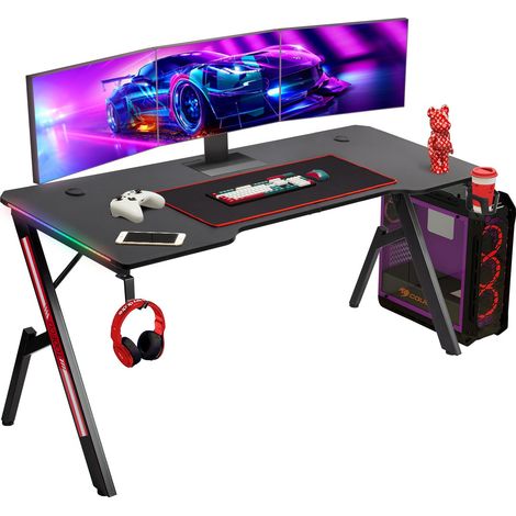 Bureau Gaming LED, Grand Bureau Gamer, 160 × 60 cm (1/5)